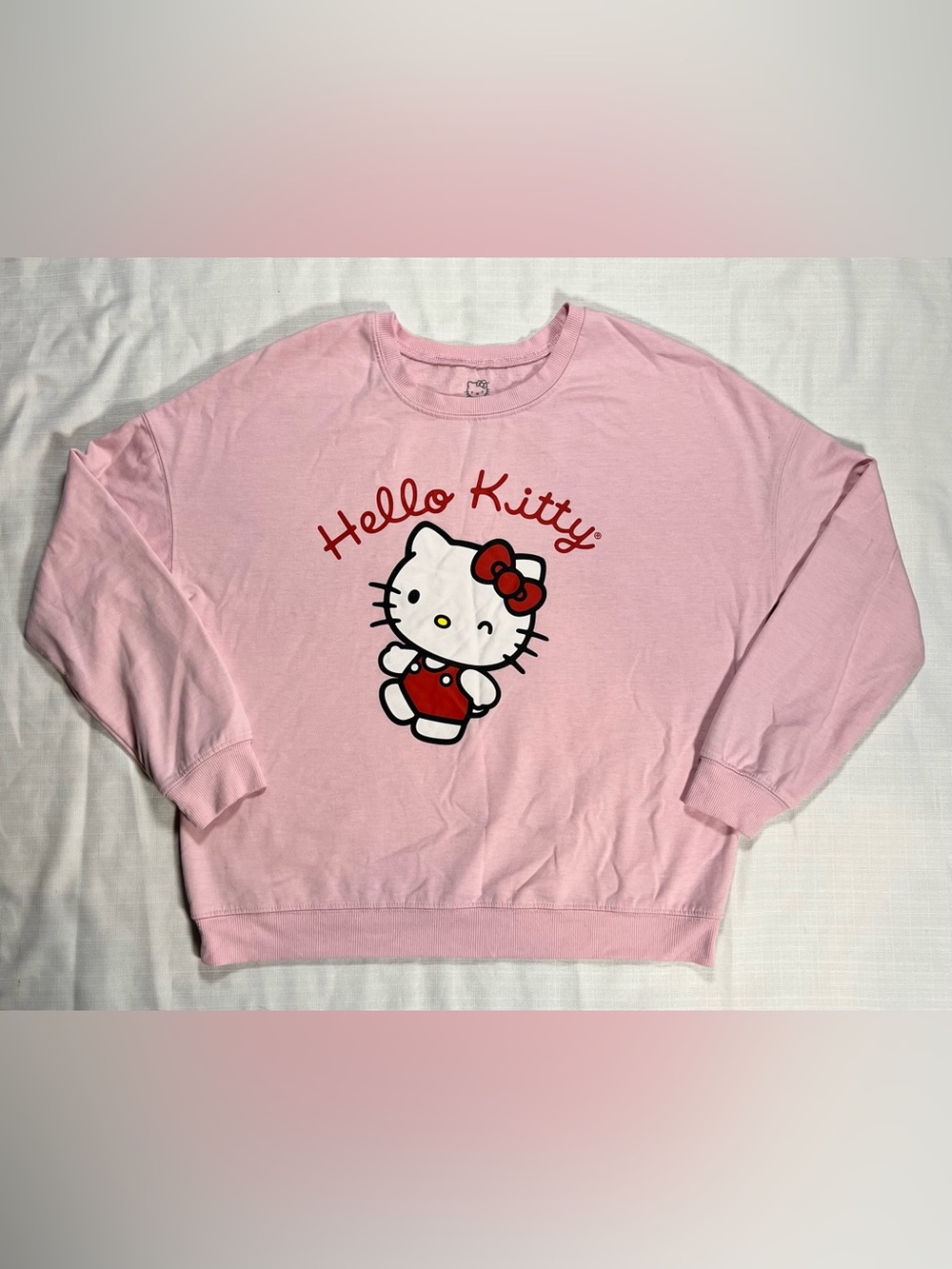 Sanrio Pink Hello Kitty Crew Sweatshirt with front graphic  Medium M